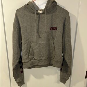 Vans Heather Gray Hoodie with Burgundy Logo